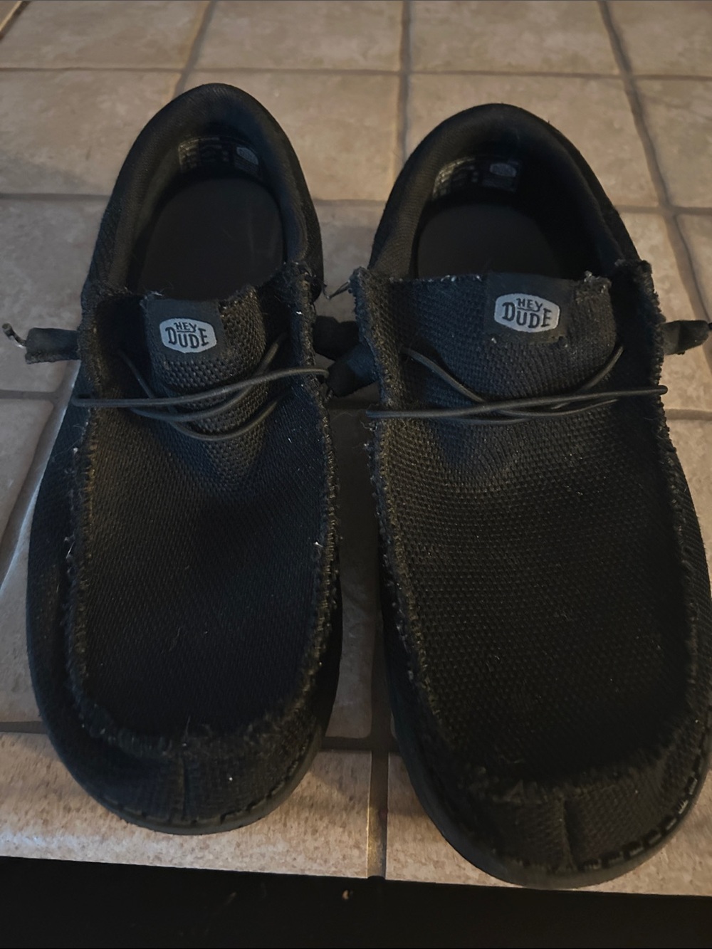 Hey Dude Kids Black Canvas Slip-On Moccasins